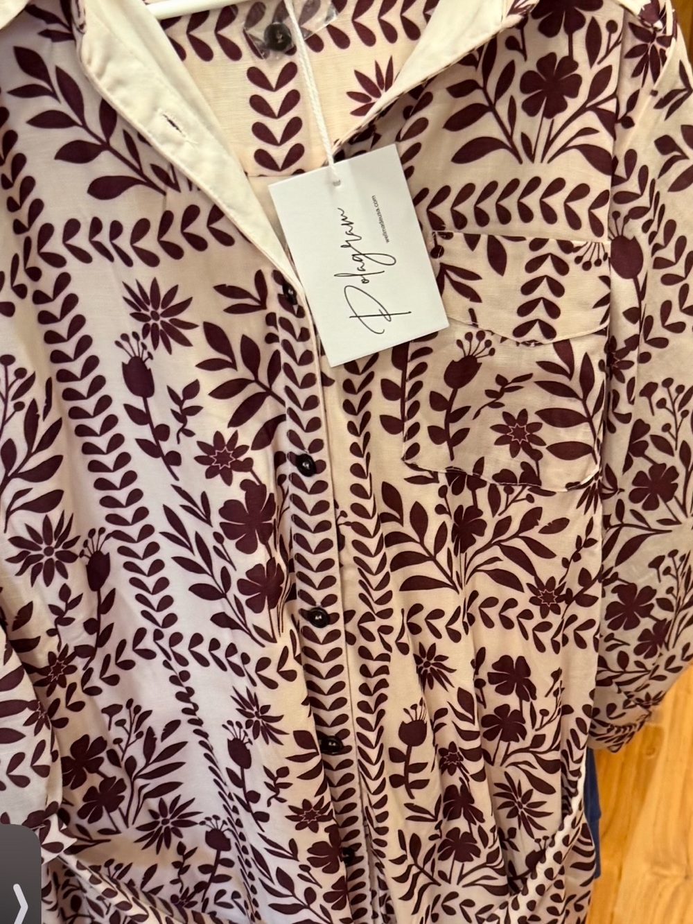 NWT ⛱️Polagram - Cream Elara Floral Print Button-Down Midi Dress - 1X - Picture 5 of 5